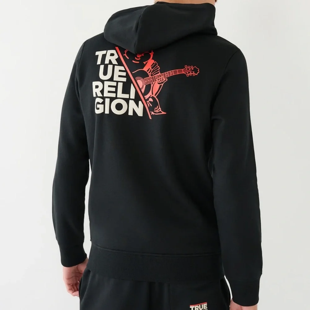 True Religion Buddha Graphic Zip Hoodie Y2K Streetwear Black Red NWT Small